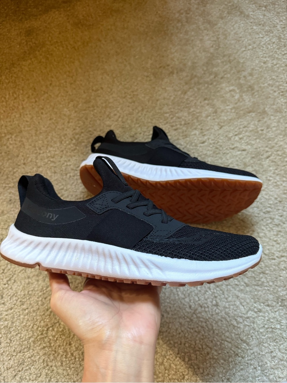 Saucony Black Knit Athletic Shoes with White Midsole and Gum Outsole - Picture 3 of 10